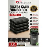 Ekstra Kalın Çöp Torbası 80x110 Cm Siyah Çöp Poşeti 5 Kg Dökme