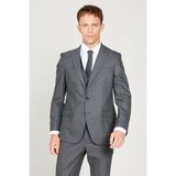 Ekstra Slim Fit Dar Kesim Mono Yaka Desenli Yünlü Takım Elbise - Gri - 46 - 6 Drop