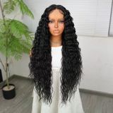 Ekstra Uzun Yoğun Afro Daa Siyah Fiber Sen Geniş T Tül Peruk