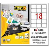 Ekstrafix Laser Etiket 100 Yp 63.5X46.6 Laser-Copy-Inkjet FİX-5018 - Renkli