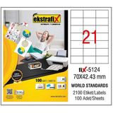 Ekstrafix Laser Etiket 100 Yp 70X42.43 Laser-Copy-Inkjet FİX-5124 - Renkli