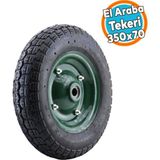 El Araba Arabası Tekeri Yük Taşıma Tekerleği Havalı Bilyalı Yeşil Jant Siyah350x70