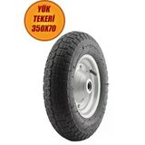 El Arabası Yük Taşıma Tekeri Bilyeli Rulmanl Havalı Dubleks 350X70 Mm Çelik Jant Tekerlek.