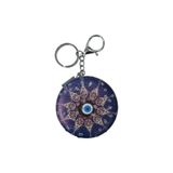 El Aynası - Anahtarlıklı Otantik Desenli Katlanır Makyaj Aynası - Cep, Çanta Aynası Desen 3