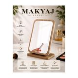 El Aynası Masa Aynası Makyaj Aynası Eğim Ayarlanabilir Kare Makeup Mirror 18cm Menteşeli