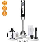 El Blender Seti Inox Doğrayıcı Kahve ve Baharat Öğütücü Patates Ezici 1500 Watt - Siyah - Inox