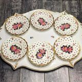 El Boyama Delikli Porselen Çay Tabağı 6 Lı Set-Beyaz