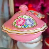El Boyama Porselen Gülbahar Şekerlik - 1 Adet (Pembe)