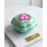 El Boyama Porselen Limoges Kare Kapaklı Kutu-mint | limoges kapaklı şekerlik
