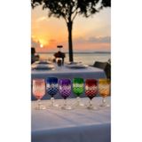 El Boyaması Kristal Şarap Kadehleri - Kokteyl Bardağı- Kahve Yanı- 6'lı Renkli Kadeh Seti 135 ML - p.a