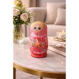 El Boyaması Matruşka Takı Kutusu | Ahşap Biblo & Mücevher Kutusu | 15.5 Cm Dekoratif Makyaj Masası Aksesuarı Vitrin