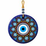 El Boyaması Nazar Boncuğu Duvar Süsü 22 cm | Vitray Sanatı ve Mandala Tasarım | El Yapımı Dekoratif Duvar Panosu | Ev, Ofis, Giriş Kapısı ve Yeni Ev Hediyesi