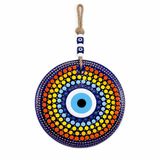 El Boyaması Vitray Nazar Boncuğu Duvar Süsü 22 cm | Mandala Sanatı Dekoratif Duvar Panosu | El Yapımı Ev ve Ofis Dekoru