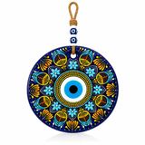 El Boyaması Vitray Nazar Boncuğu Duvar Süsü 22 cm | Mandala ve Lale Motifli El Yapımı Dekoratif Duvar Panosu | Premium Ev ve Ofis Dekoru | Özel Hediye