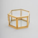 El Crea Designs 11x10x6cm Yüzük Kutusu Cam Pirinç Gold Takı Aksesuar Yapımı Dekoratif