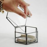 El Crea Designs 11x10x6cm Yüzük Kutusu Cam Siyah Takı Aksesuar Kutusu Yapımı Dekoratif