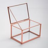 El Crea Designs 15x10x8cm Bakır Rose Gold Cam Kapaklı Takı Aksesuar Yüzük Kutusu Yapımı Dekoratif