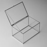 El Crea Designs 15x10x8cm Gümüş Kapaklı Cam Takı Aksesuar Yüzük Kutusu Yapımı Dekoratif