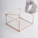 El Crea Designs 15x15x8 cm Bakır Rose Gold Cam Kapaklı Takı Kutusu