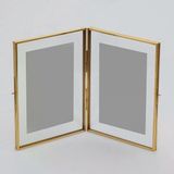 El Crea Designs 20x15cm İkili Pirinç Gold Cam Masaüstü Fotoğraf Çerçevesi