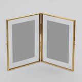 El Crea Designs 20x15cm İkili Pirinç Gold Cam Masaüstü Fotoğraf Çerçevesi