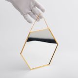 El Crea Designs 20x18cm Pirinç Gold Altıgen Duvar Askılı Ayna Dekoratif Yapımı