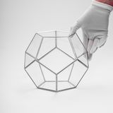 El Crea Designs 21x21x17 cm Gümüş Geometrik Teraryum Cam Fanus Takı Kutusu