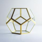El Crea Designs 21x21x17cm Pirinç Gold Geometrik Teraryum Cam Fanus Aksesuar Çikolata Kutusu