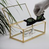 El Crea Designs 23x12x8 cm Pirinç Gold Cam Kapaklı Takı Kutusu
