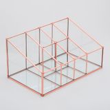 El Crea Designs 25x15x12cm Bakır Rose Gold Cam Makyaj Takı Aksesuar Parfüm Fırçalık Organizer