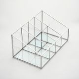 El Crea Designs 25x15x12cm Organizer Fırçalık Gümüş Cam Makyaj Takı Aksesuar Parfüm Kutusu