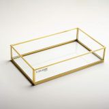 El Crea Designs 25x15x6cm Tepsi Cam Pirinç Gold Damat Kahvesi Nişan Sunum Tepsisi Yapımı Dekoratif