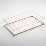 El Crea Designs 25x15x6cm Tepsi Cam Rose Gold Bakır Damat Kahvesi Nişan Sunum Tepsisi Yapımı