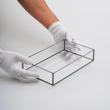 El Crea Designs 25x15x6cm Tepsi Cam Siyah Damat Kahvesi Nişan Sunum Tepsisi Yapımı Dekoratif
