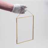 El Crea Designs 25x20cm Dikey Pirinç Gold Cam Duvar Askılı Fotoğraf Çerçevesi Kapaklı Yapımı Dekoratif