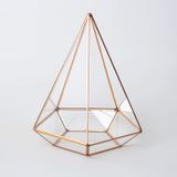 El Crea Designs 26x21x21cm Bakır Rose Gold Geometrik Teraryum Cam Fanus Aksesuar Çikolata Kutusu