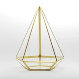 El Crea Designs 27x21x21cm Pirinç Gold Geometrik Teraryum Cam Fanus Takı Aksesuar Çikolata Kutusu