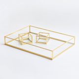 El Crea Designs 3 Parça Pirinç Gold Nişan Takımı Damat Kahvesi Sunum Tepsisi Yüzük Kutusu Cam Yapımı
