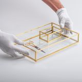 El Crea Designs 3 Parça Pirinç Gold Nişan Takımı Damat Kahvesi Sunum Tepsisi Yüzük Kutusu Makas
