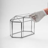 El Crea Designs 30x15x20cm Gümüş Geometrik Teraryum Cam Fanus Takı Aksesuar Çikolata Kutusu Dekoratif Yapımı