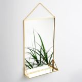 El Crea Designs 30x20cm Ayna Pirinç Gold Duvar Askılı Raflı Yapımı Dekoratif