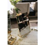 El Crea Designs 30x20cm Pirinç Gold Makyaj Aynası Kristal Masaüstü Dekoratif Iskandinav Tarzı Banyo Bohem Dekorasyon
