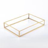 El Crea Designs 30x20x6cm Tepsi Cam Pirinç Gold Damat Kahvesi Nişan Sunum Tepsisi Yapımı