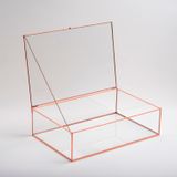 El Crea Designs 30x20x8cm Bakır Rose Gold Cam Kapaklı Takı Aksesuar Çikolata Fotoğraf Kutusu Yapımı Dekoratif
