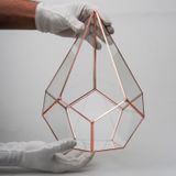 El Crea Designs 31x22x22cm Bakır Rose Gold Geometrik Teraryum Cam Fanus Takı Aksesuar Çikolata Kutusu