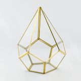 El Crea Designs 31x22x2cm Pirinç Gold Geometrik Teraryum Cam Fanus Takı Aksesuar Çikolata Kutusu