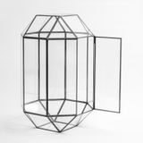 El Crea Designs 33x20x20cm Siyah Geometrik Teraryum Cam Fanus Takı Aksesuar Çikolata Kutusu Nonagon