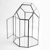 El Crea Designs 33x20x20cm Siyah Geometrik Teraryum Cam Fanus Takı Aksesuar Çikolata Kutusu