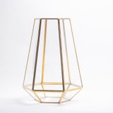 El Crea Designs 34x26x26cm Pirinç Gold Cam Geometrik Teraryum Cam Fanus Vazo Mumluk Yapımı Dekoratif