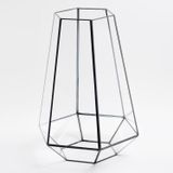 El Crea Designs 34x26x26cm Siyah Geometrik Teraryum Cam Fanus Mumluk Yapımı Dekoratif